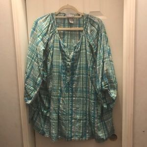 Seersucker peasantblouse